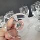 7 antique stemmed glasses made of blown glass – 1930s–1950s