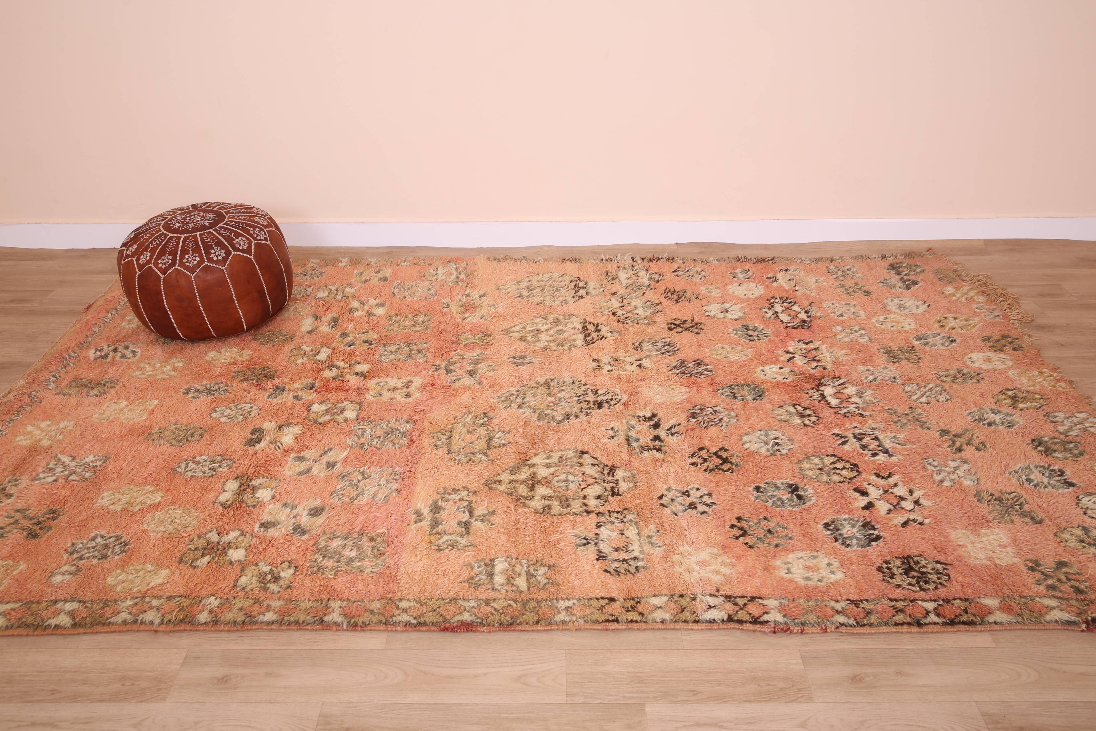 Peach Vintage Moroccan Rug 180 x 305 cm, Berber Wool Rug, Handmade Boho Rug