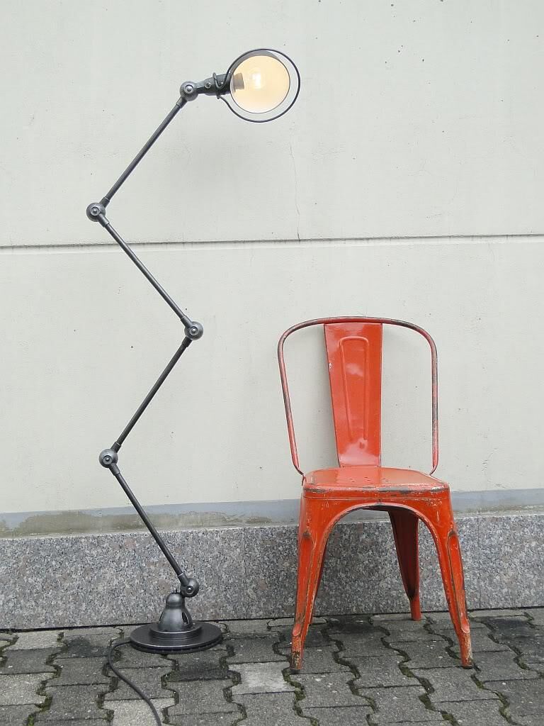 Lampadaire jielde vintage graphite industrielle 4 bras de jean louis domecq france 1960