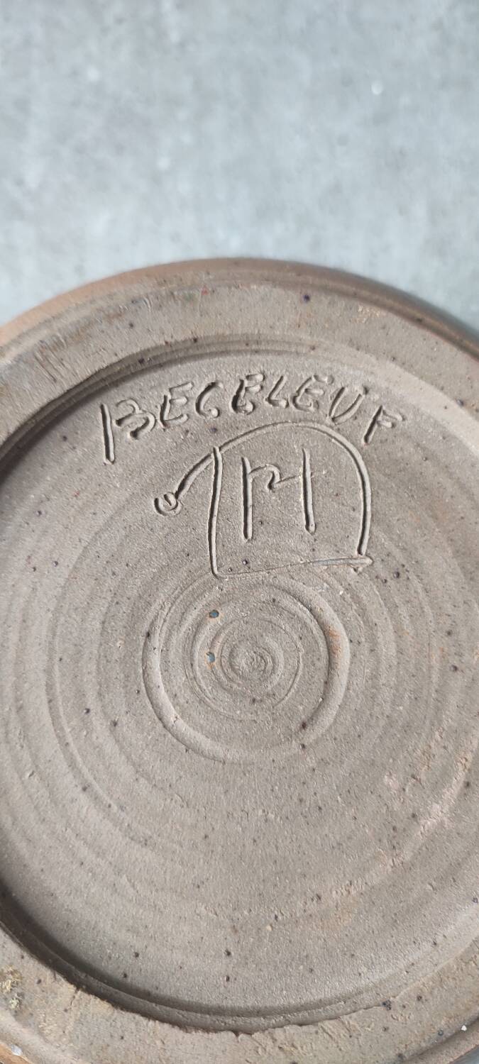 Vintage glazed stoneware set signed Béceleuf