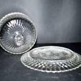 Vintage cheese bell in pressed glass molded DIAMOND 16cm