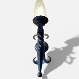 Pair of brutalist wall sconces in wrought iron