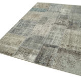 Hand-knotted anatolian contemporary 170 cm x 240 cm grey patchwork carpet