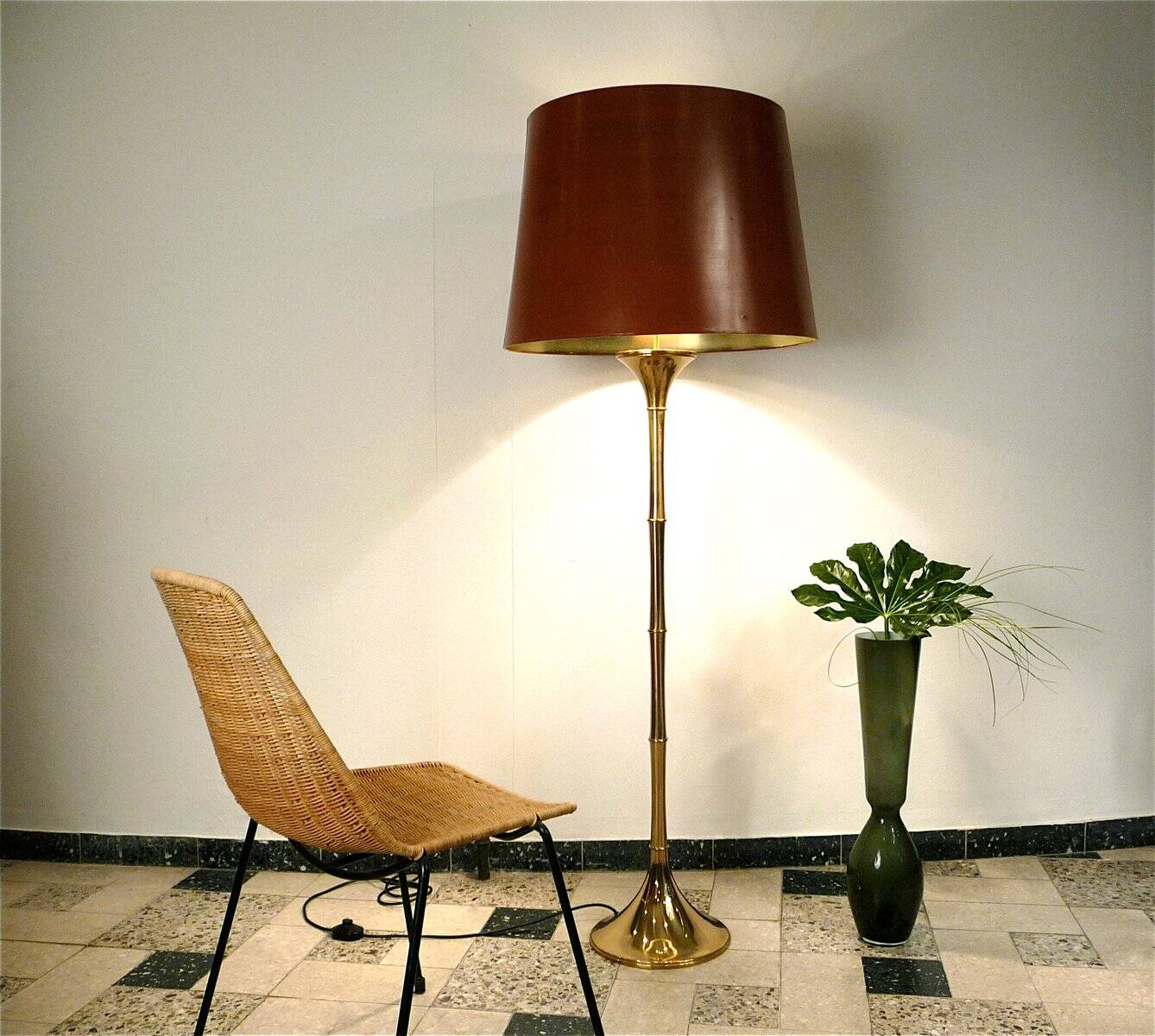 Brass Bamboo brass floor lamp by Ingo Maurer for Design M, Germany 1960s