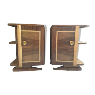 Lot of 2 inlaid Art Deco nightstands