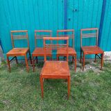 Set of 5 René Gabriel wooden chairs