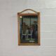 Rattan mirror and leather 100x60
