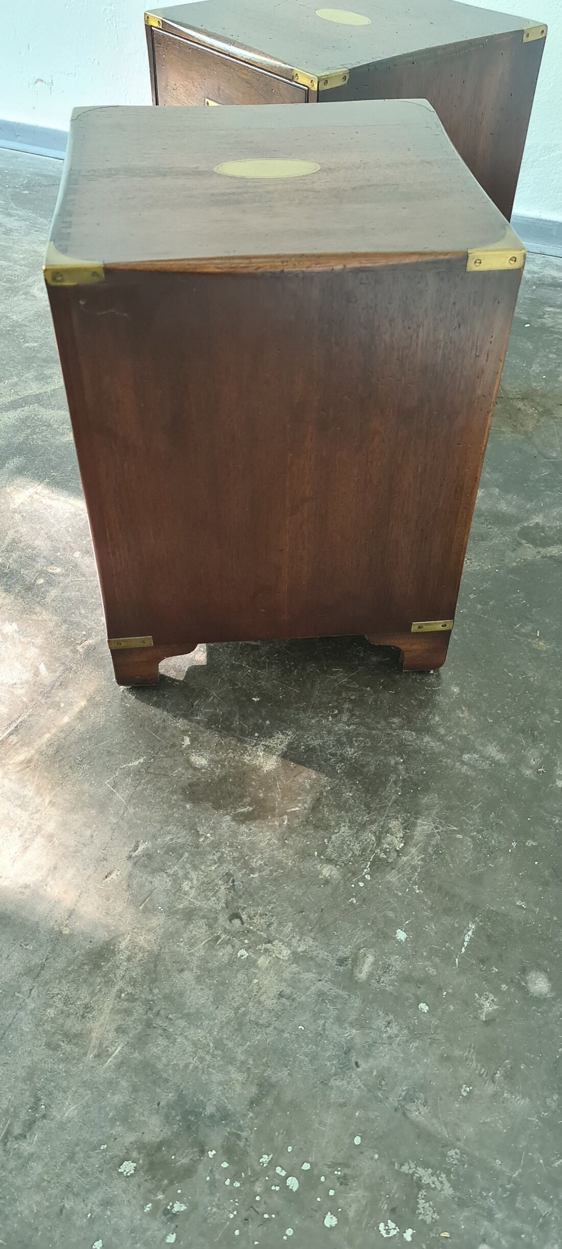 Pair of vintage military campaign wooden nightstands by reprodux england