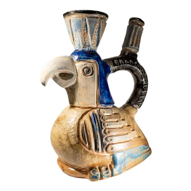 zoomorphic ceramic sculpture vase, Jules Guérin, Bouffioulx stoneware 1950s