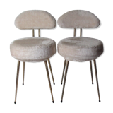 Set of 2 Pelfran vintage ivory fur chairs