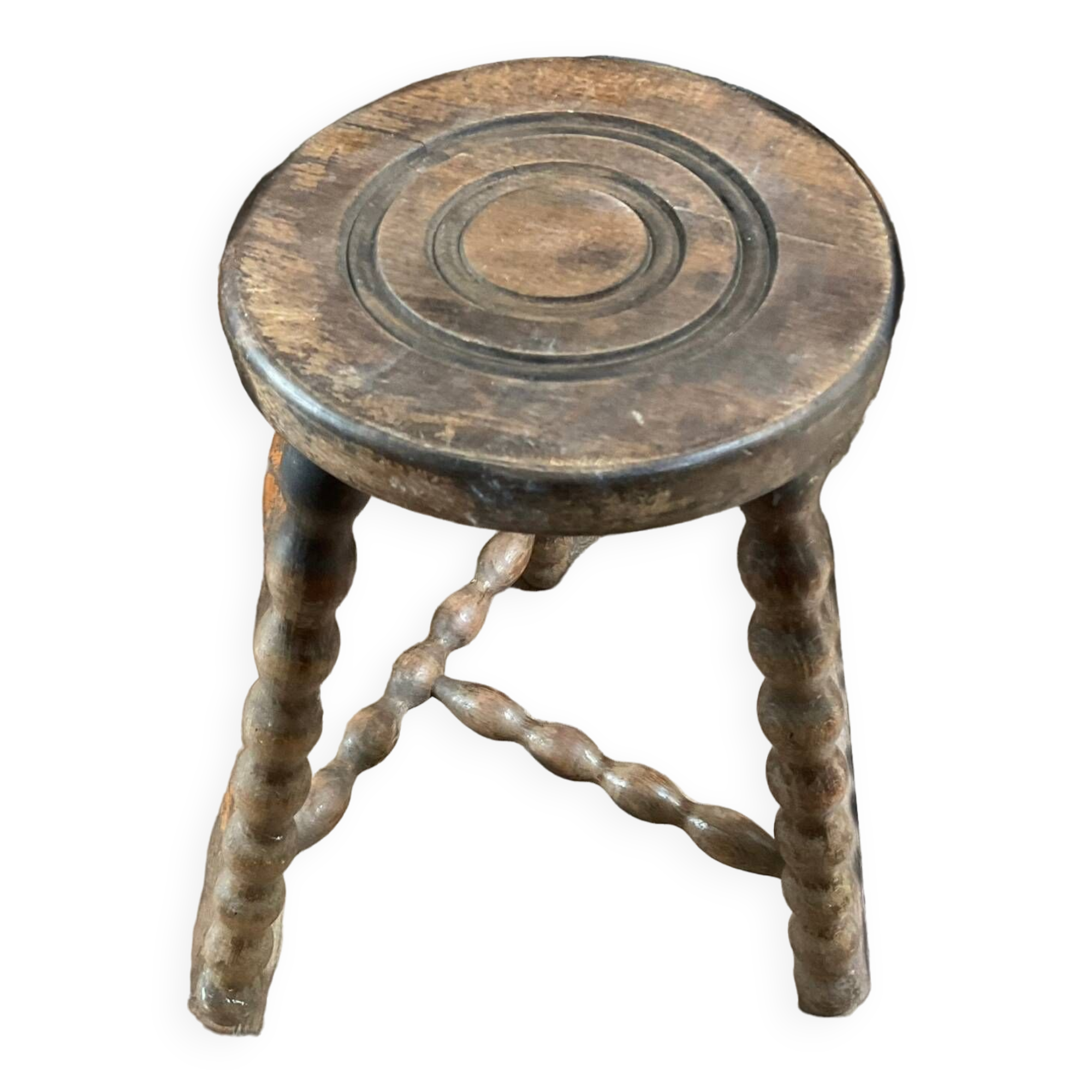Vintage low wooden stool TBE