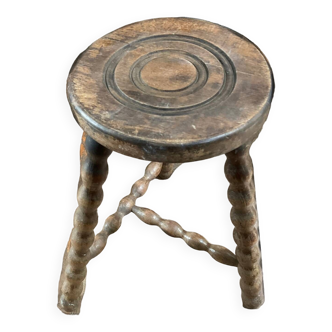 Vintage low wooden stool TBE
