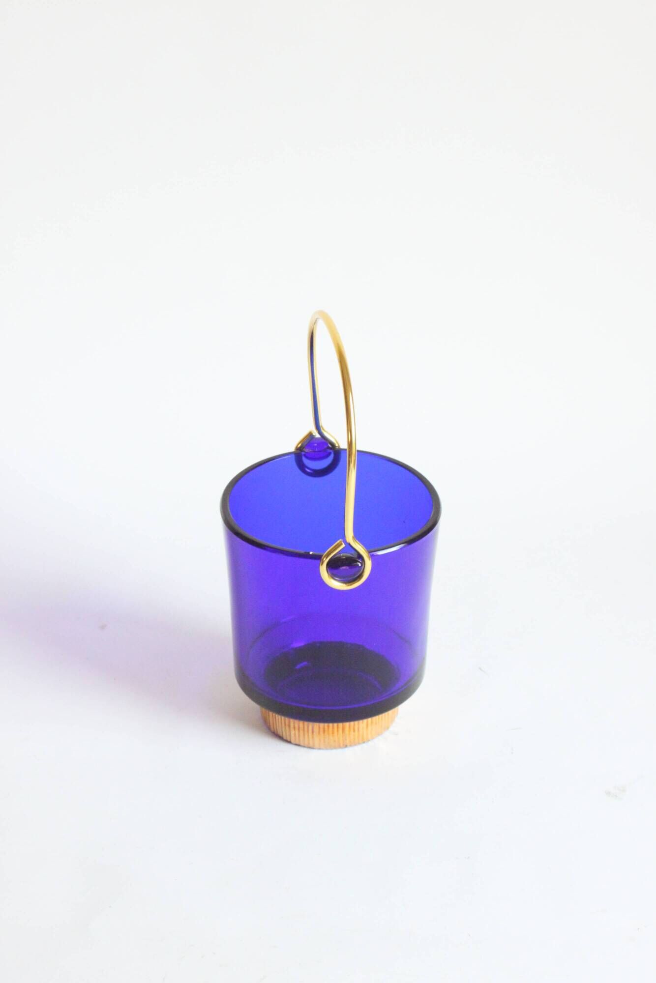Cobalt blue glass ice bucket, 1960s