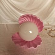 Pink shell and opaline pearl lamp, Saint-Jacques, France, 1970