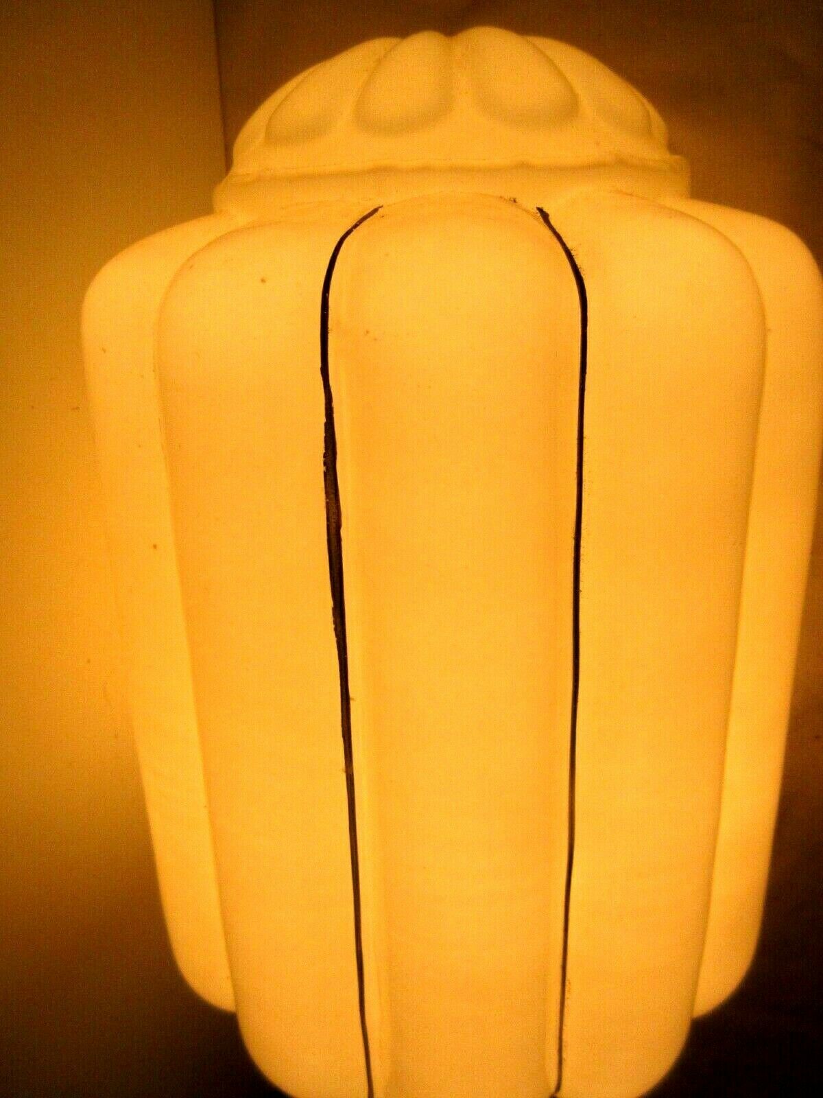 Large Art Deco Skyscraper lamp glass, 12 wide wide opalin glass
