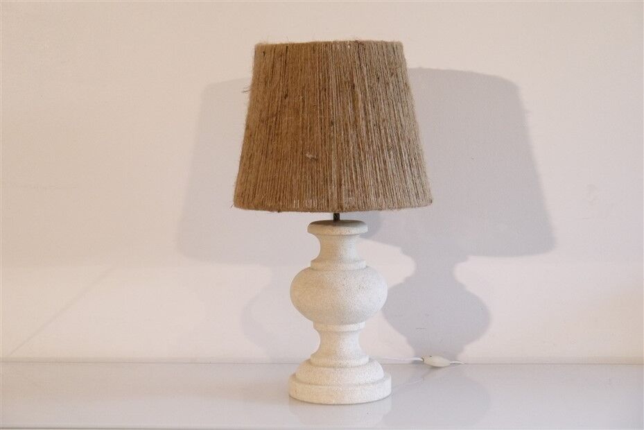 Vintage lamp in stone and rope 1970