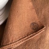 Nappe de vendange ancienne en chanvre teintée terracotta