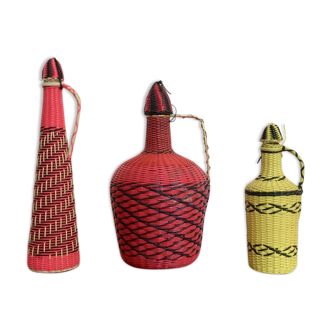 Set of 3 scoubidous bottles