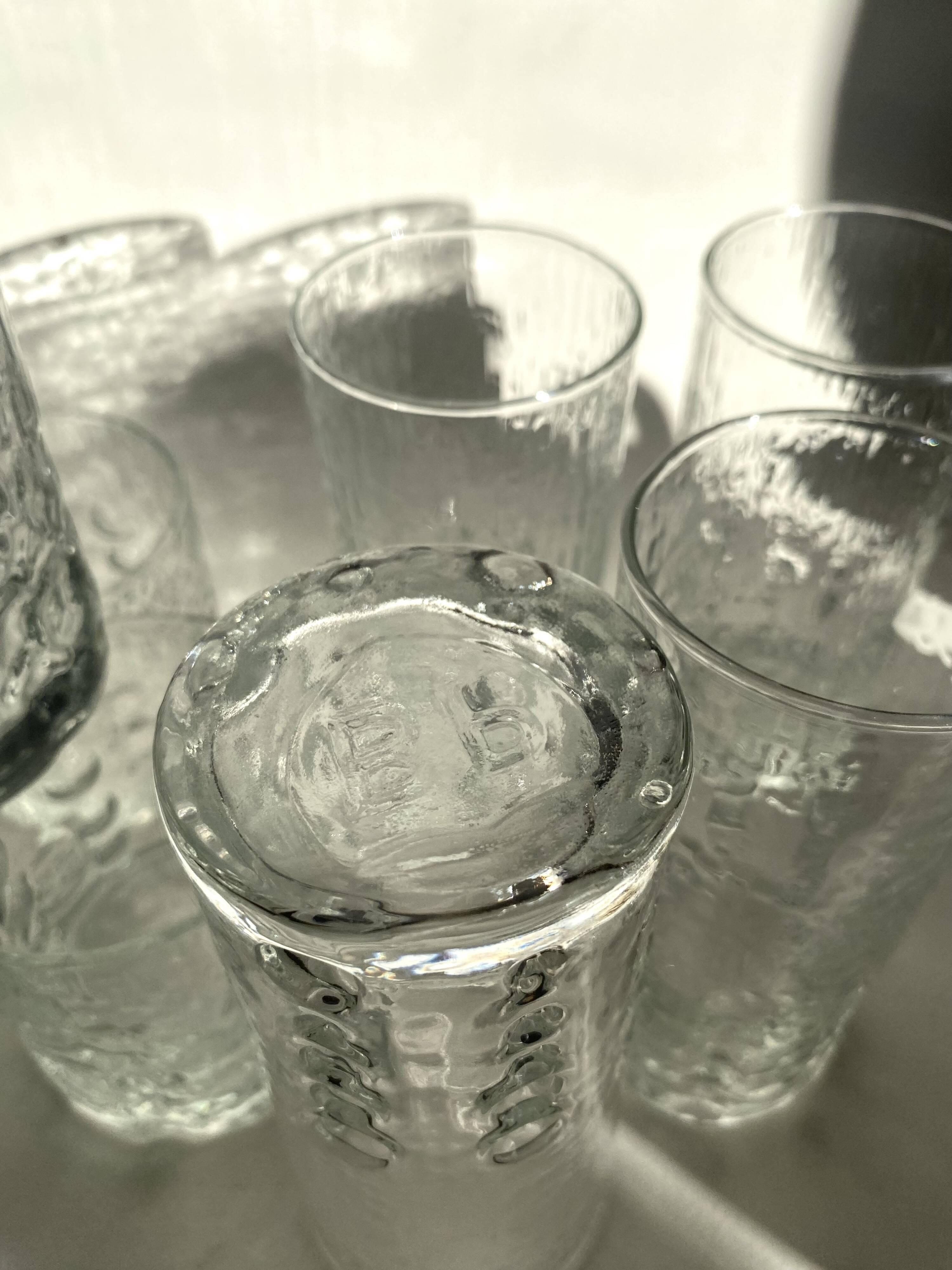 Set verres reliefs BP années 70