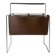 Modernist magazine rack in brown leather & chrome wire metal – 1970 design