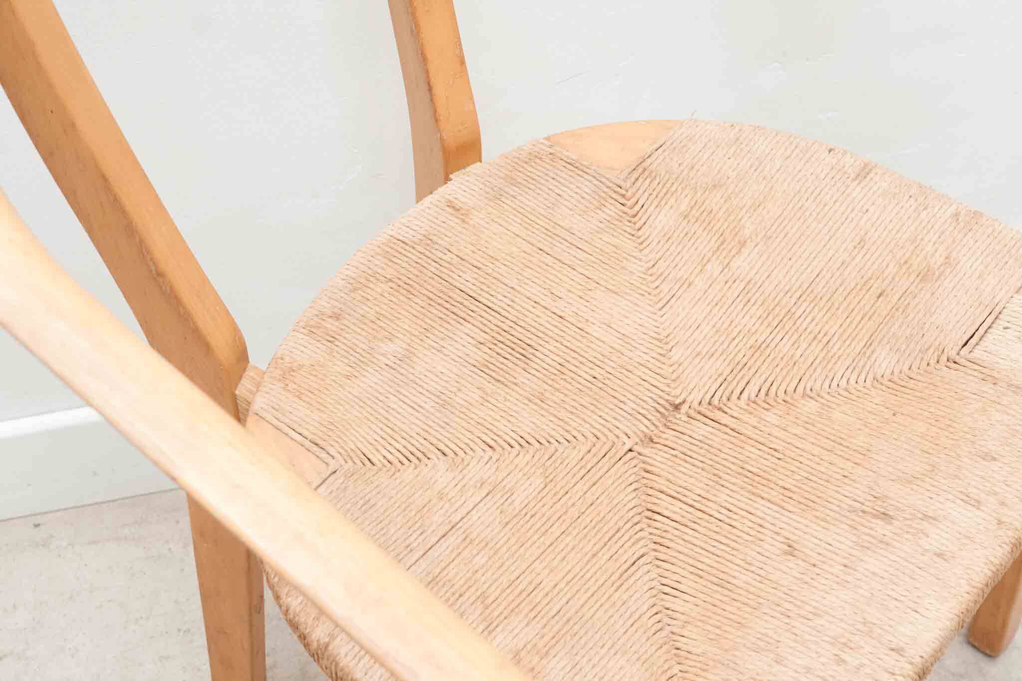 Set of 4 Scandinavian straw chairs