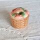 Small vintage ceramic sugar bowl with strawberry motif