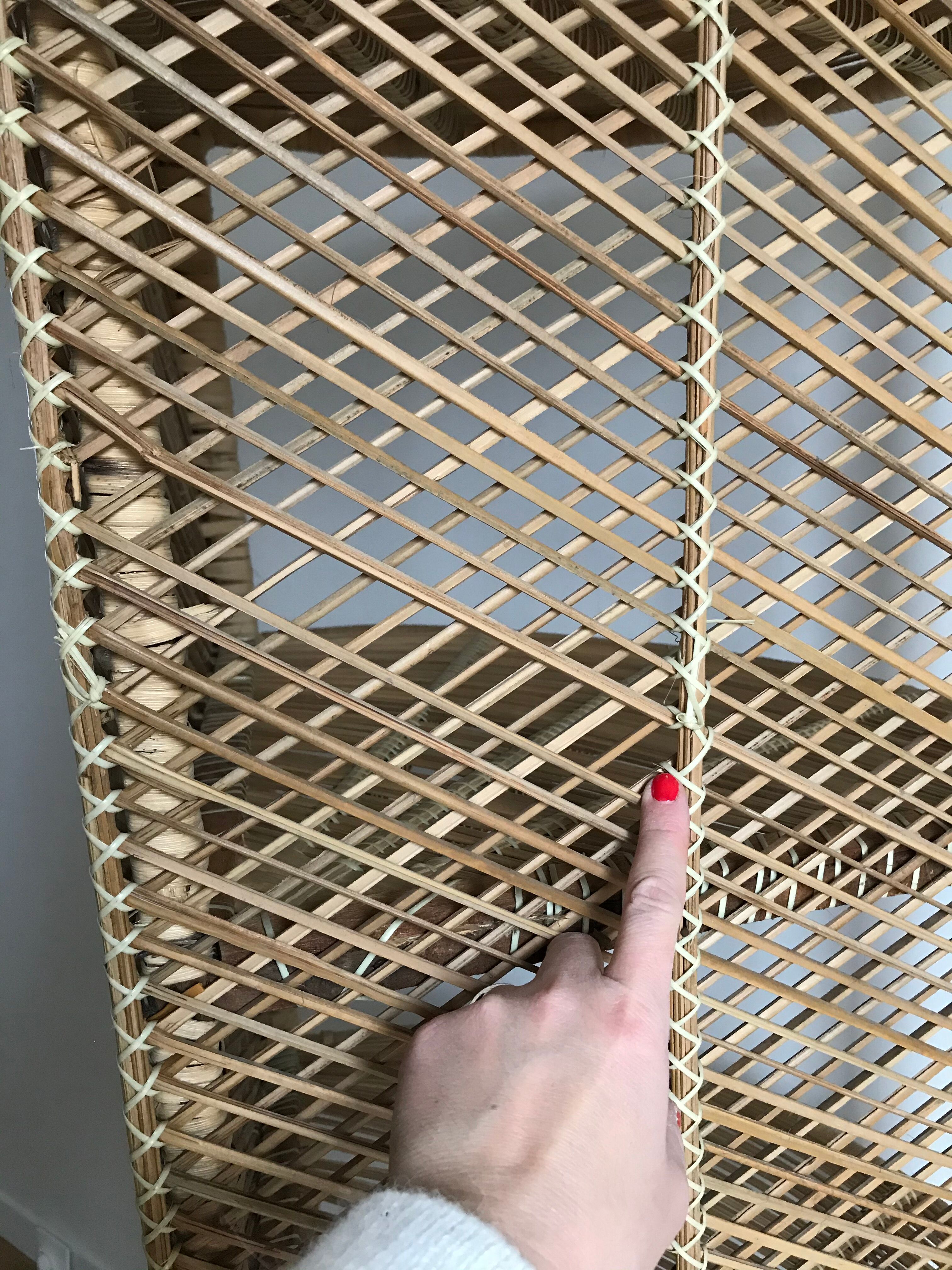Large rattan corner shelf in Emmanuelle style