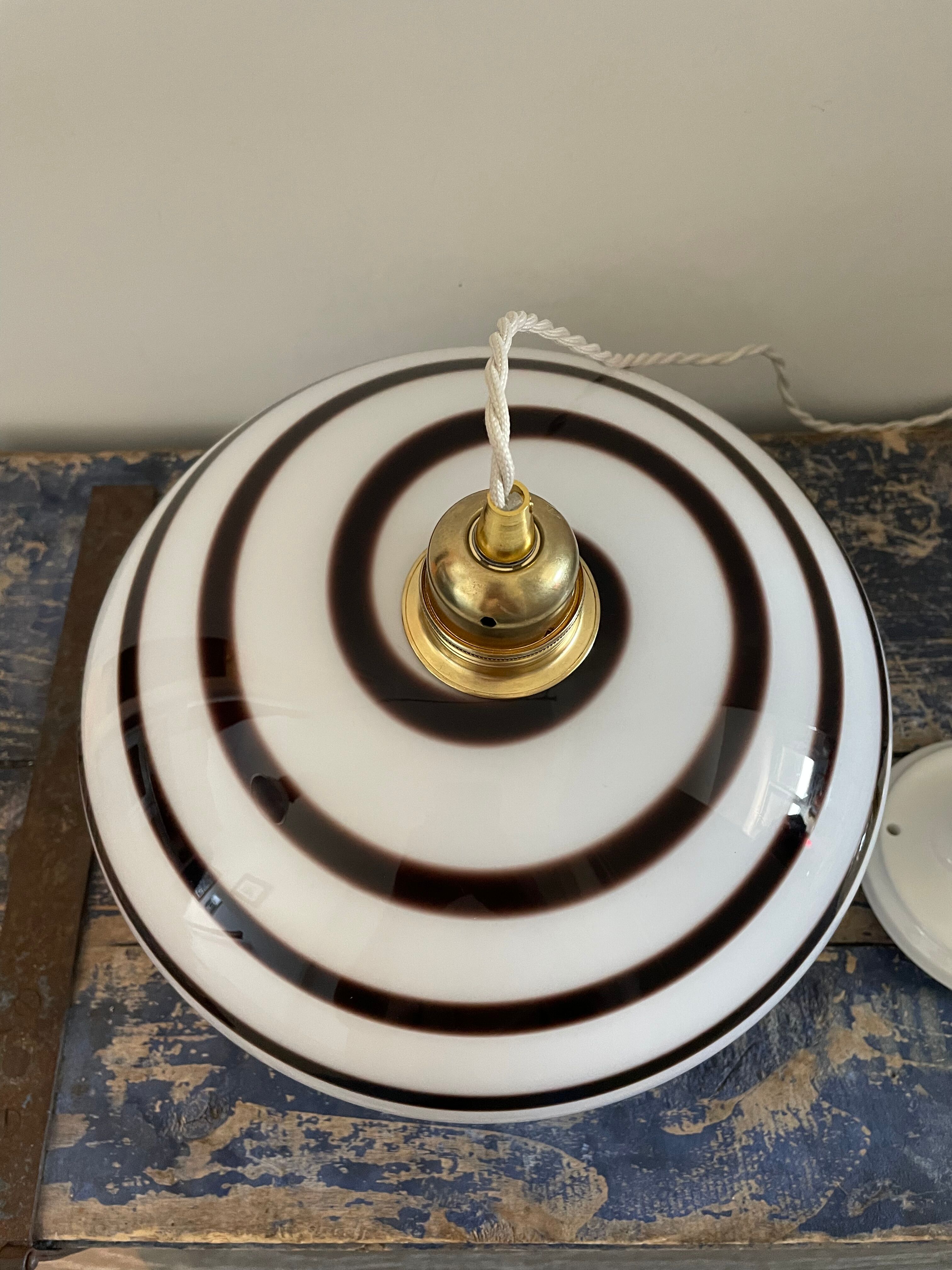 Vintage patterned opaline pendant lamp