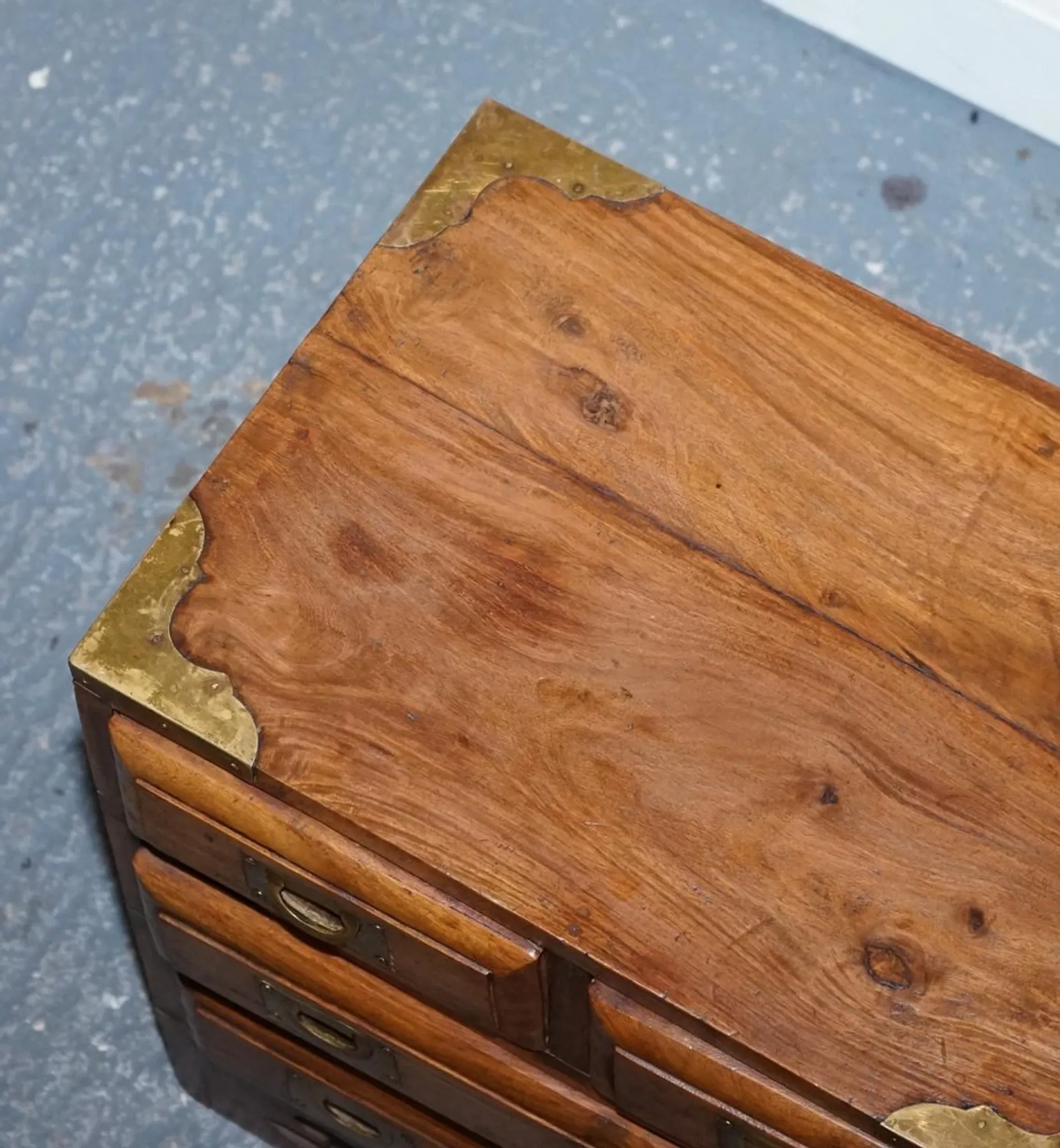 Vintage Military Campaign Brass Bedside Tables, Set of 2