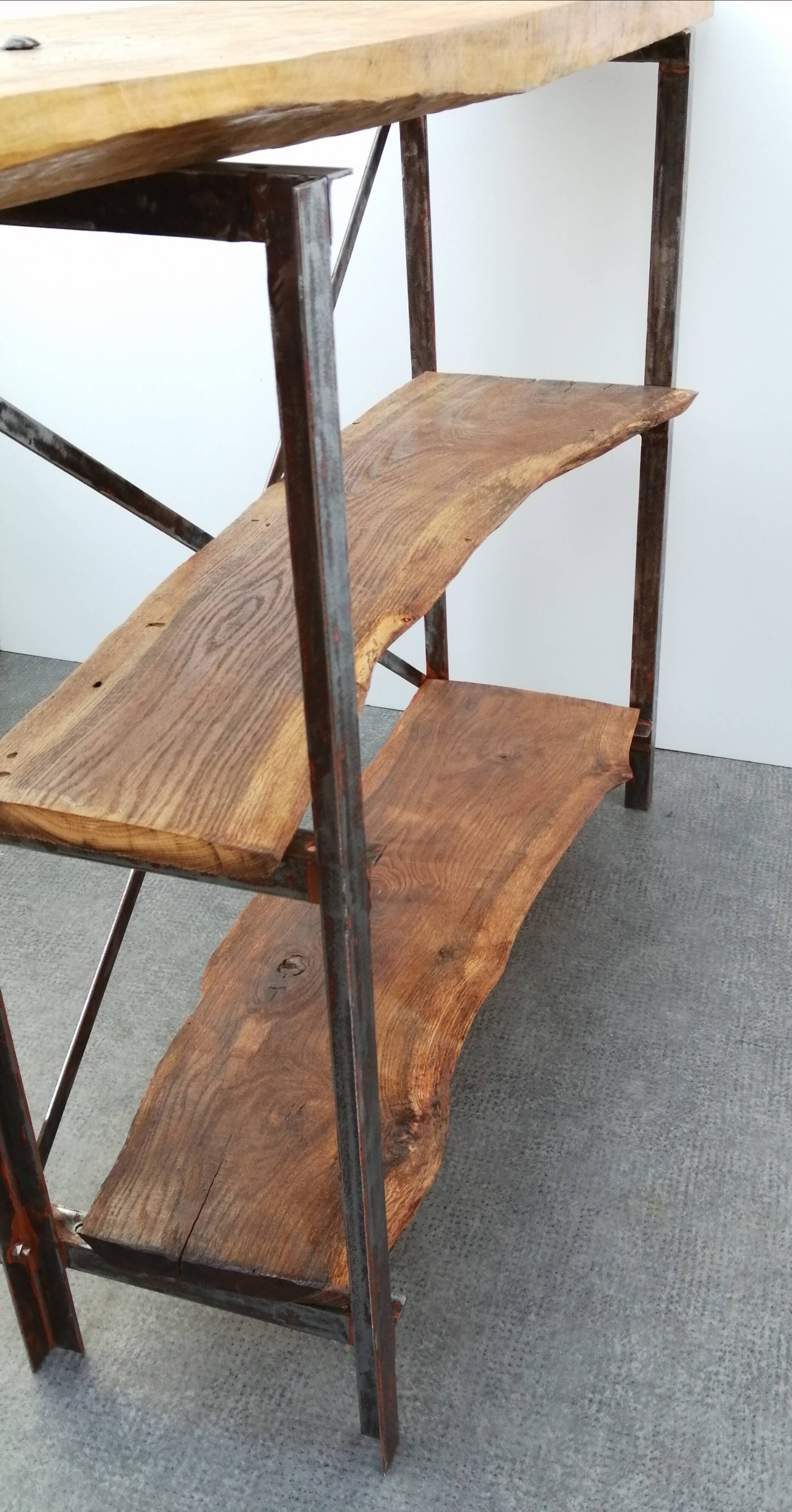 1940s workbench redone in metal and oak board