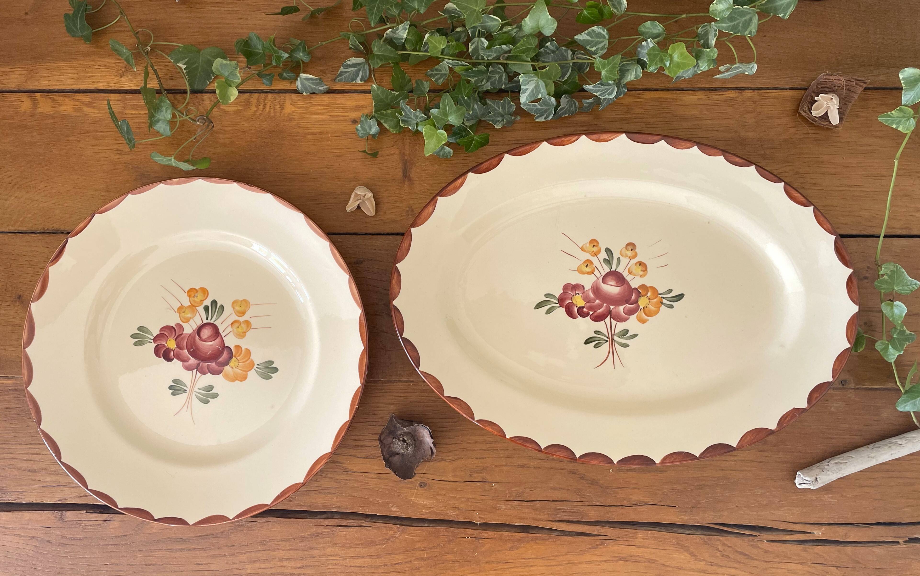 Pair of antique Longchamp earthenware dishes
