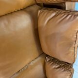 Minimalist 3-seater cognac leather sofa