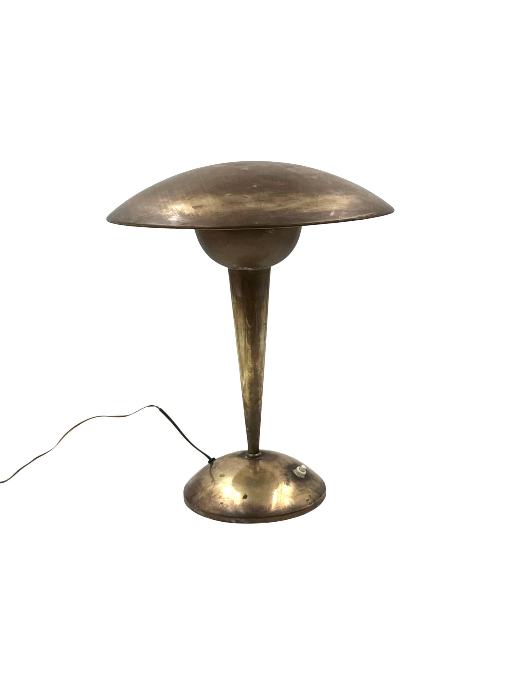 Mid-century modern brass adjustable table lamp, Italy circa 1950