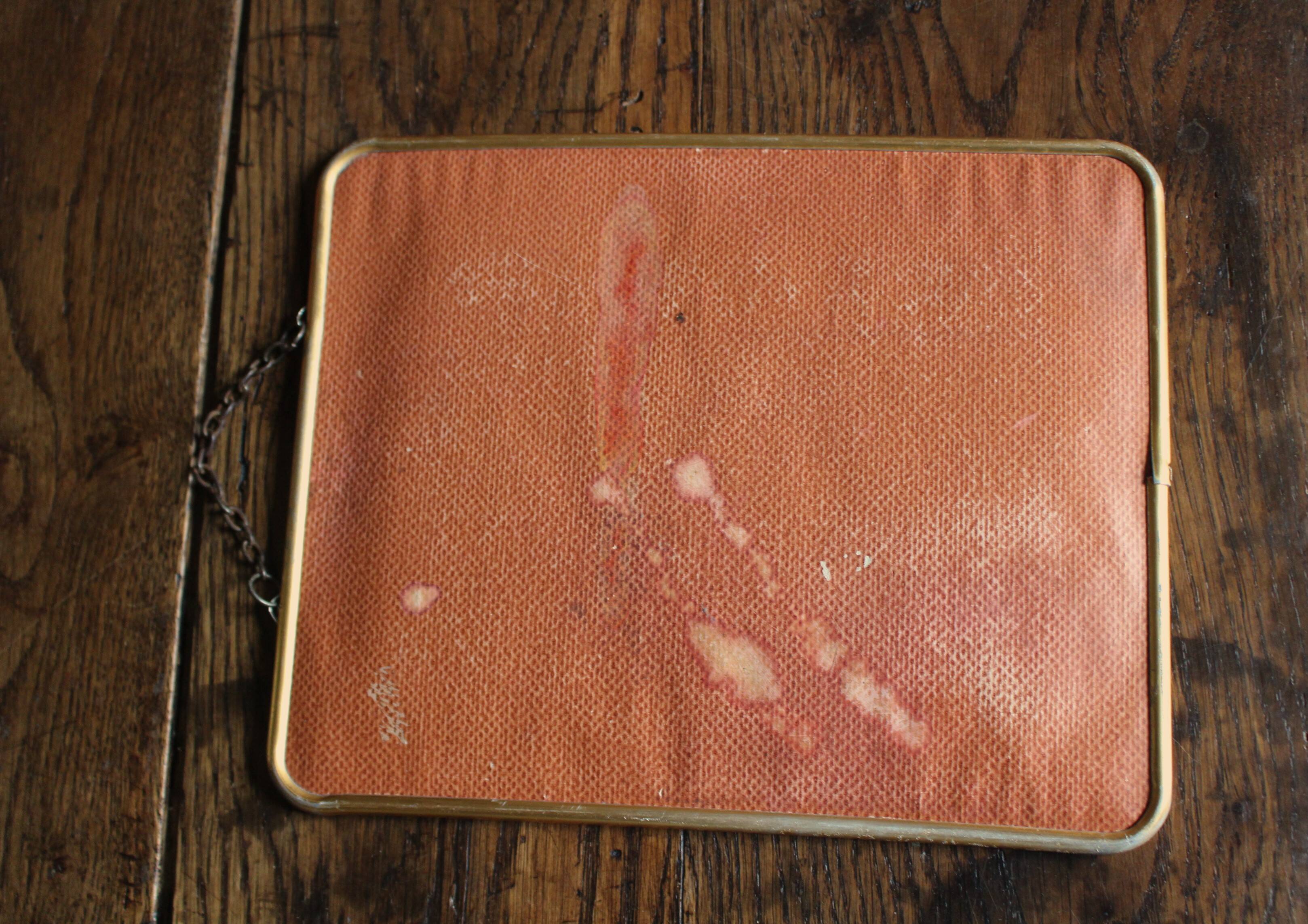 Simple barber mirror with gold metal chain