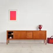 Teak enfilade by H.W. Klein for Bramin, Denmark, 1960s.