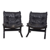 Pair of vintage leather armchairs from the 1970s, "Siesta", designed by I.