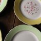 Lot 6 flat plates Flowers Yellow Green Lunéville mismatched