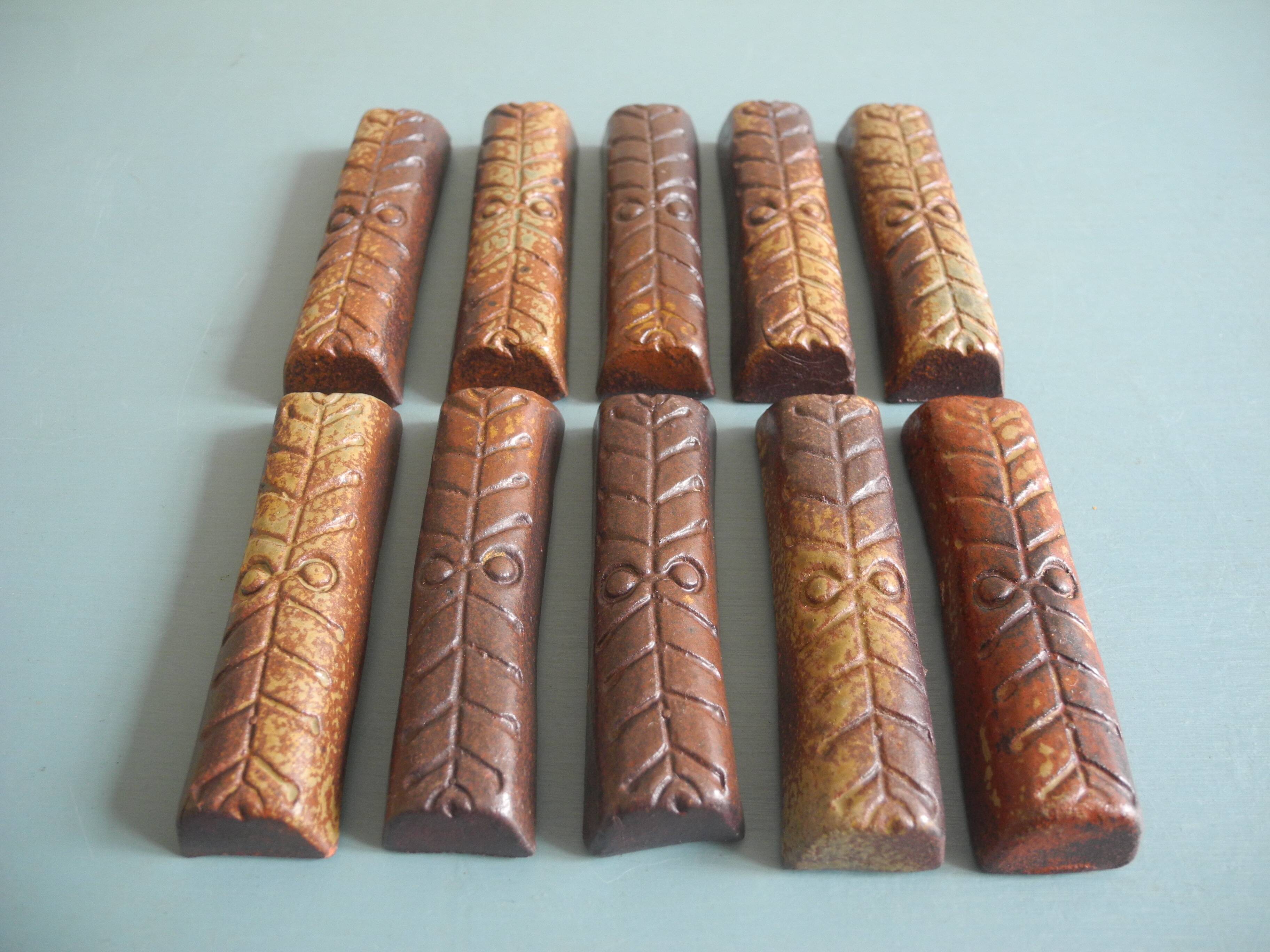 terracotta knife rests vintage table art set holders