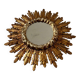 Old golden wooden sun mirror large size vintage 50s design