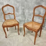 Set of antique French chairs dining chairs webbing and beech