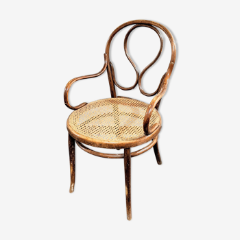 Vintage bistro chair in curved wood and canning Thonet No. 20