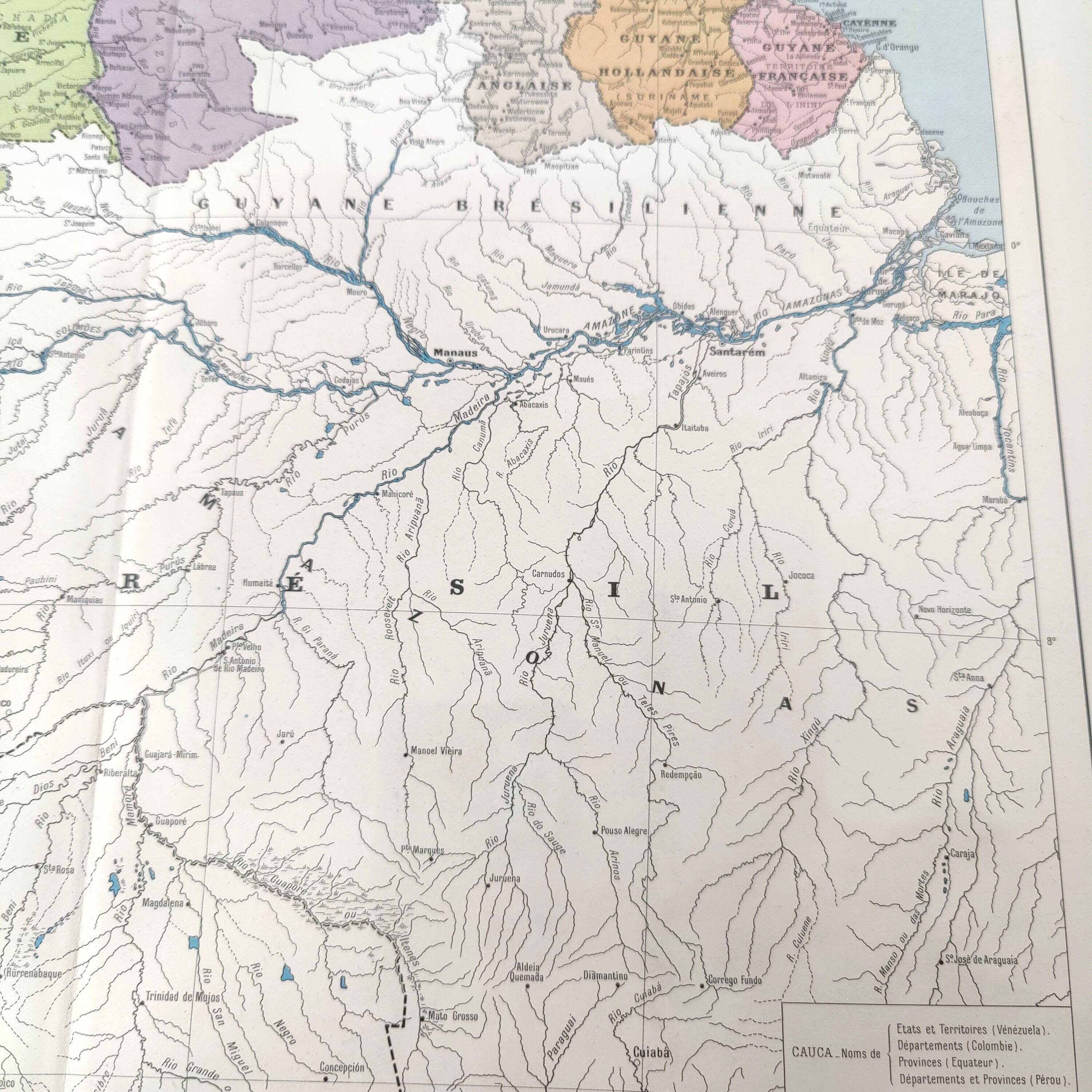 Vintage map Colombia Venezuela Ecuador Guyanas 43x43cm from 1950