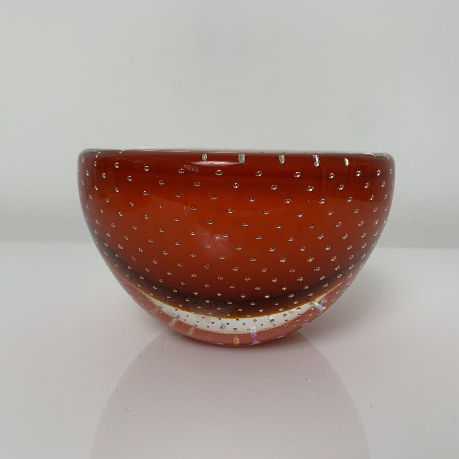 Empty ashtray glass pocket bubble controlled Princ Art Glass