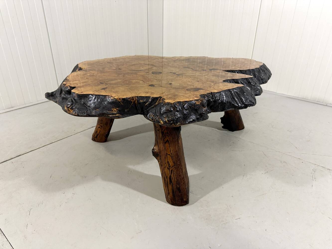 Large tree trunk coffee table by Frank Armich Canada
