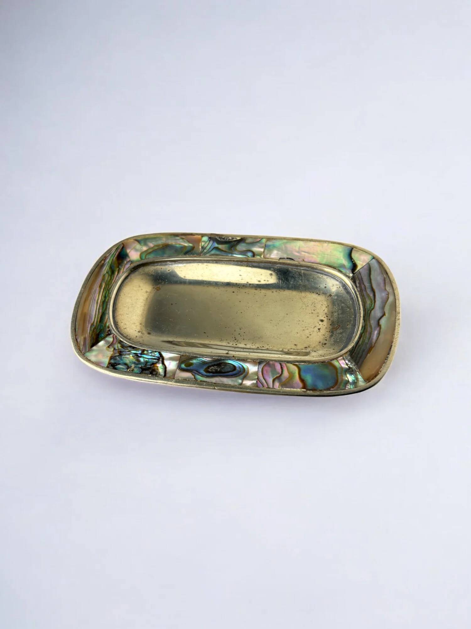 Abalone shell & alpaca tray, Mexico, circa 1970