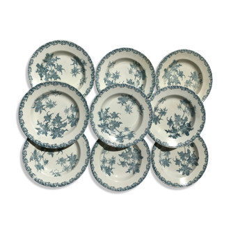 9 hollow plates Iron Earth thistles L.G Righi blue ink