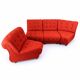 Space Age Modular Curved Sofa In Original Red Fabric, Tatra 1970s