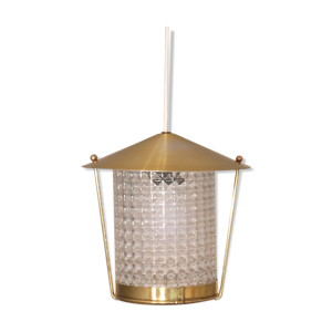suspension vintage scandinave laiton et verre