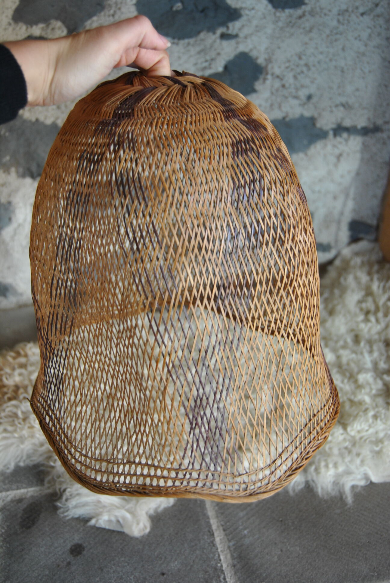 Braided raffia lampshade - Vintage authentic 70s