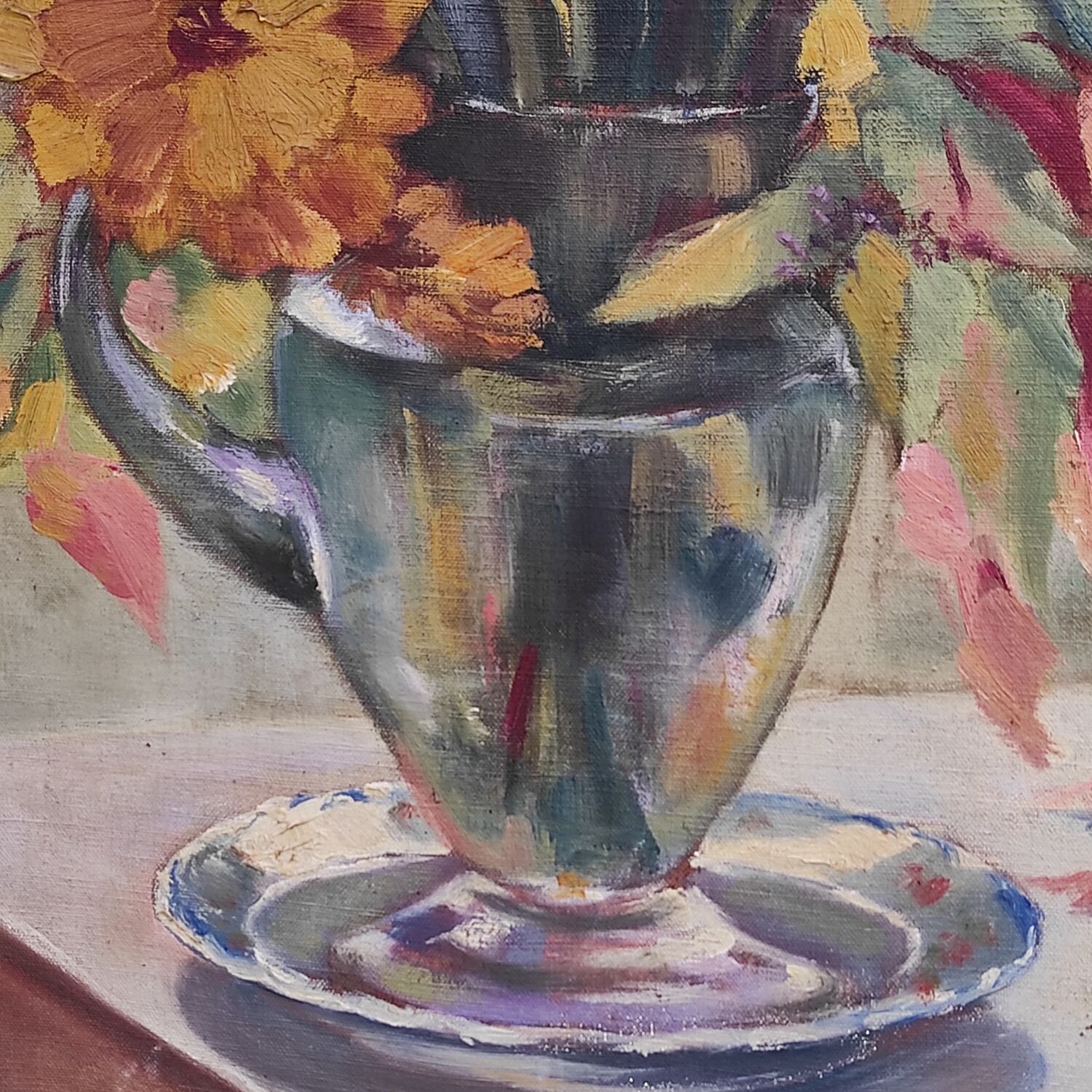 Tableau ancien nature morte florale